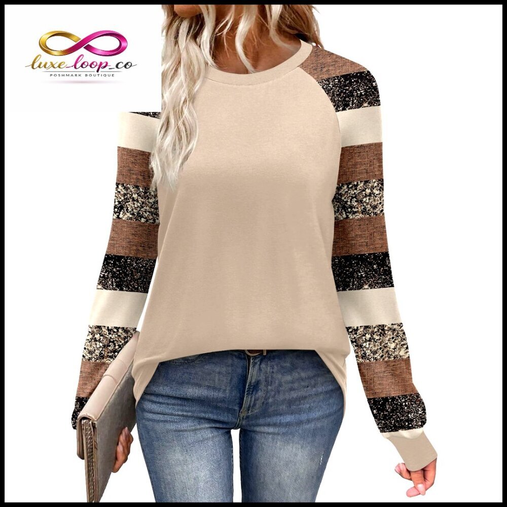 Long Sleeve Raglan Tee Women's Crewneck Casual Top Fall Basic